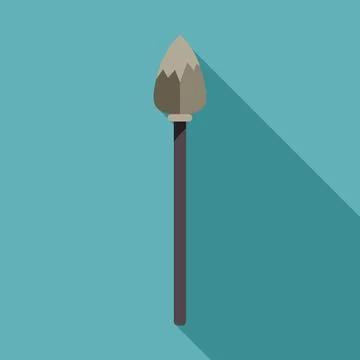 Stone age spear primitive weapon pointing upwards with long shadow Stock Illustration