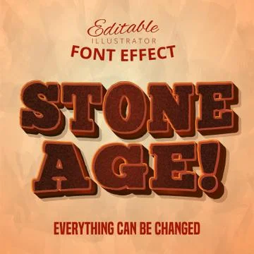 Stone Age text, editable font effect Stock Illustration