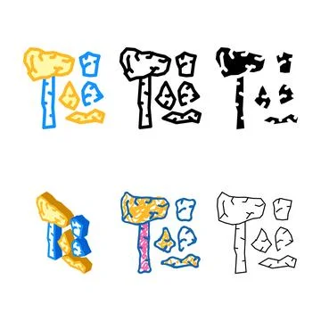 Stone age things museum exhibit color icon vector forms Stock Illustration