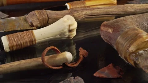 Stone Age Tools with Knives Stock Footage 293454327