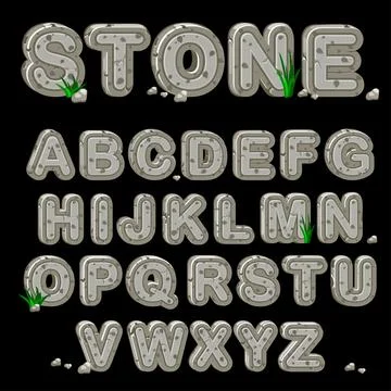 Stone alphabet in vector Stock Illustration