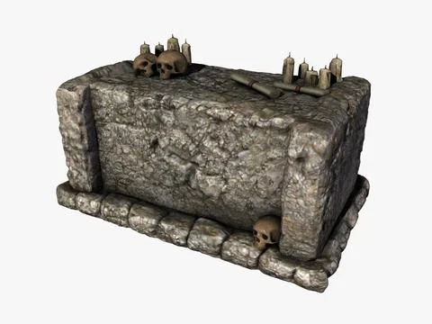 Stone altar with skulls 3D Model
