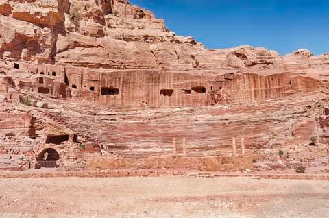 Stone Ampitheatre Of Petra Stock Photos