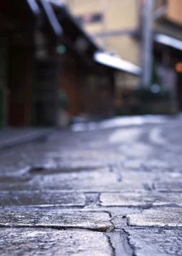 A stone and cement pathway with the background blurred Stock Photos