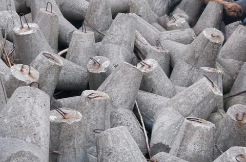 Stone and concrete elements of the mole close up Stock Photos