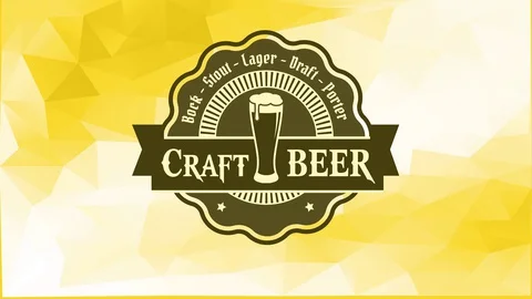 Stone and curl of a beerhouse using elderly fashioned typography over a 3d Stock Footage 128847273