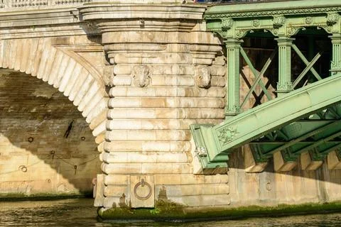 Stone and iron structure of Pont Notre-Dame Stock Photos