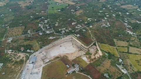 Stone and Sand Quarry Cava Italy Drone flight Stock Footage 90674916