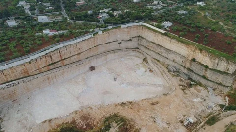 Stone and Sand Quarry Cava Italy Drone flight Stock-Footage 90675582
