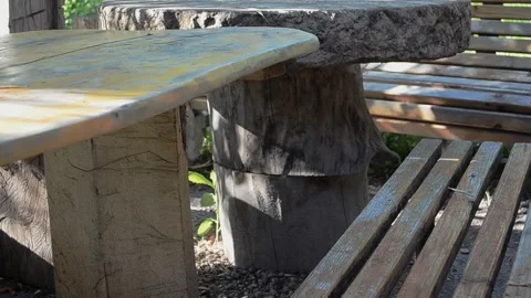 Stone and wooden table Stock Footage 95242853