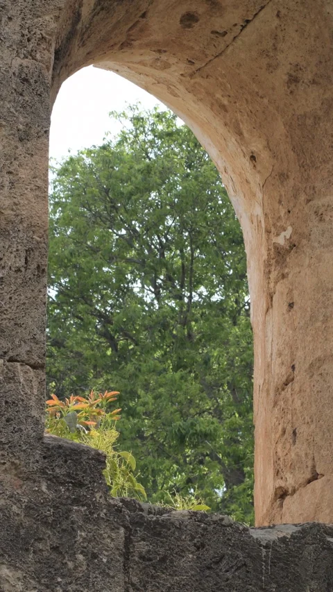 Stone arc in a ancient building, Spain. 4K Vertical Vídeos de archivo 273715400