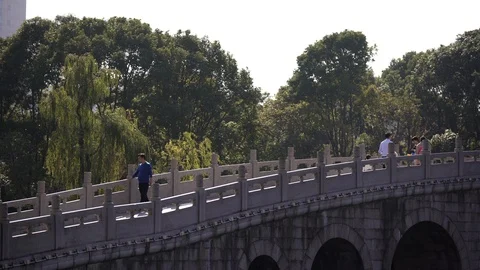 Stone arch bridge in China Stock Footage 125059984