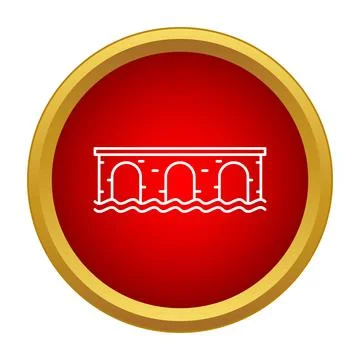 Stone arch bridge icon spanning water design Stock Illustration