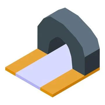 Stone arch bridge spanning tranquil river crossing isometric icon Illustrazione stock