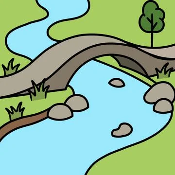 A Stone Arch Bridge Spans The Clear Water Stock Illustration