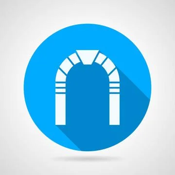 Stone arch flat vector icon Round blue flat vector icon with white silhoue... Stock Photos