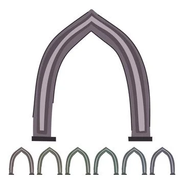 Stone arch gate forming medieval passage entrance graphic Stock Illustration