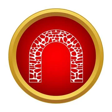 Stone arch portal icon simulating a button イラスト素材