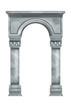 Stone arch, vector marble roman pillars, ancient palace antique column 스톡 일러스트