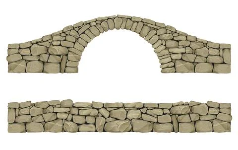 Stone arched ancient bridge made of boulders Stock Illustration