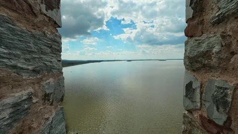 Stone archway frames ancient. Ram Fortress, Serbia Видео 332544238
