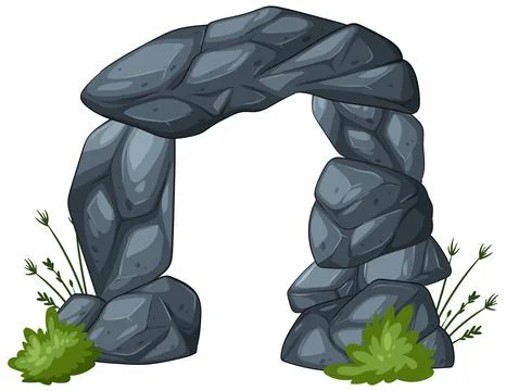 Stone Archway with Greenery Stock Illustration