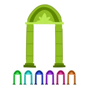 Stone archway structure depicting ancient architectural gate design graphic Stock Illustration