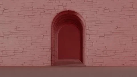 Stone Archway Within an Old Building Showcasing Architectural Details and Mood Ilustración de archivo