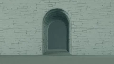 Stone Archway Within an Old Building Showcasing Architectural Details and Mood Ilustración de archivo