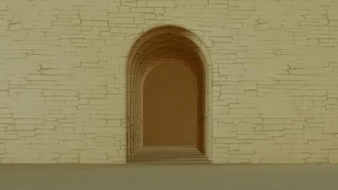Stone Archway Within an Old Building Showcasing Architectural Details and Mood Ilustración de archivo