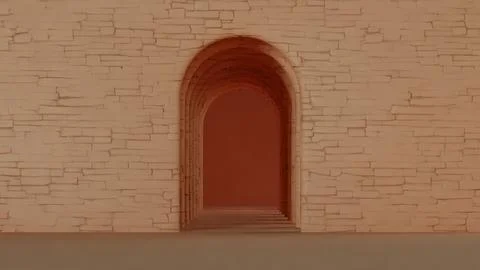 Stone Archway Within an Old Building Showcasing Architectural Details and Mood Ilustración de archivo