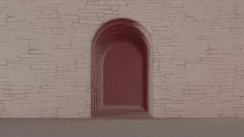 Stone Archway Within an Old Building Showcasing Architectural Details and Mood Ilustración de archivo