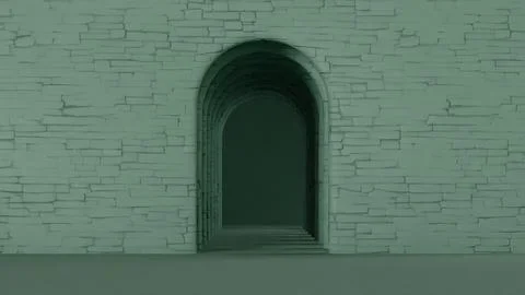 Stone Archway Within an Old Building Showcasing Architectural Details and Mood Ilustración de archivo