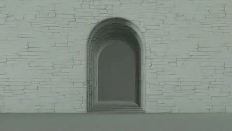Stone Archway Within an Old Building Showcasing Architectural Details and Mood Ilustración de archivo