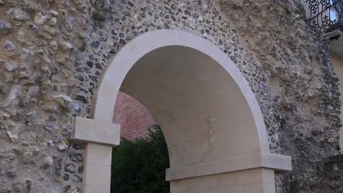 Stone Archway Within Reading Abbey Ruins Close Up Stock Footage 342574428