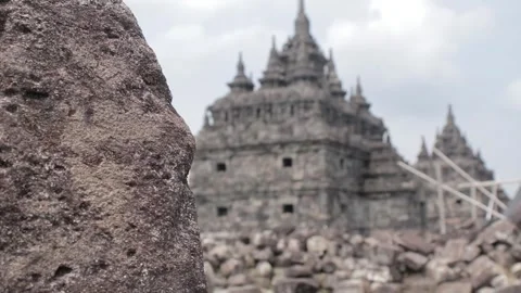 The stone arranged him between the main temple of Plaosan Temple 動画素材 243912848