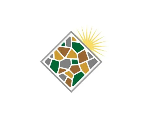 Stone arrangement inside the square shape logo Stock Illustration