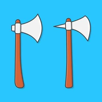 Stone Axes Vector Icon Illustration. Beautiful Two Axes Flat Icon Stock Illustration