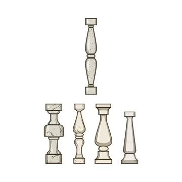Stone baluster and classic architectural elements set Illustrazione stock