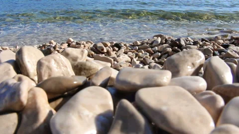 Stone beach and sea Stock Footage 133804264