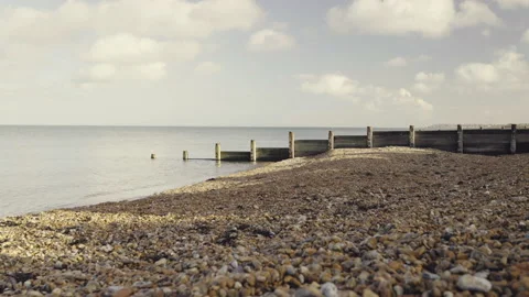 Stone beach on the British coast Video stock 153408260