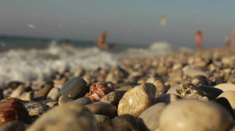 Stone beach on the coast. Stock Footage 58914216