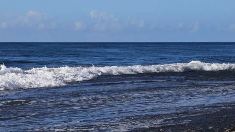 In stone beach in front of the eyes,continuous rolling wave,scenic seascape. Stock Footage 277951152