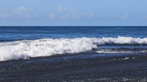 In stone beach in front of the eyes,continuous rolling wave.The picturesque sea. Stock Footage 277951327