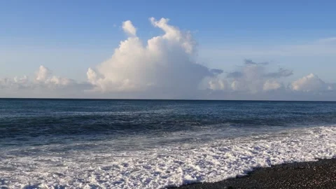 In stone beach in front of the eyes,continuous rolling wave.The picturesque sea. Stock Footage 278040131