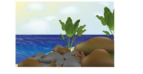 Stone beach. Illustrazione stock