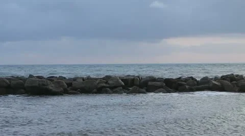 Stone Beach with Ocean Stock-Footage 11240329