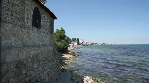 Stone beach with tourists Stock Footage 53064988