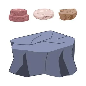 Stone bedrock platform with various natural boulders Stock Illustration