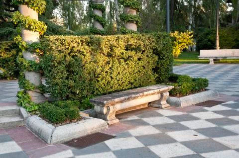 Stone bench. Stock Photos